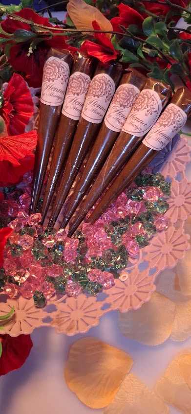 Handmade organic henna cones with flowers